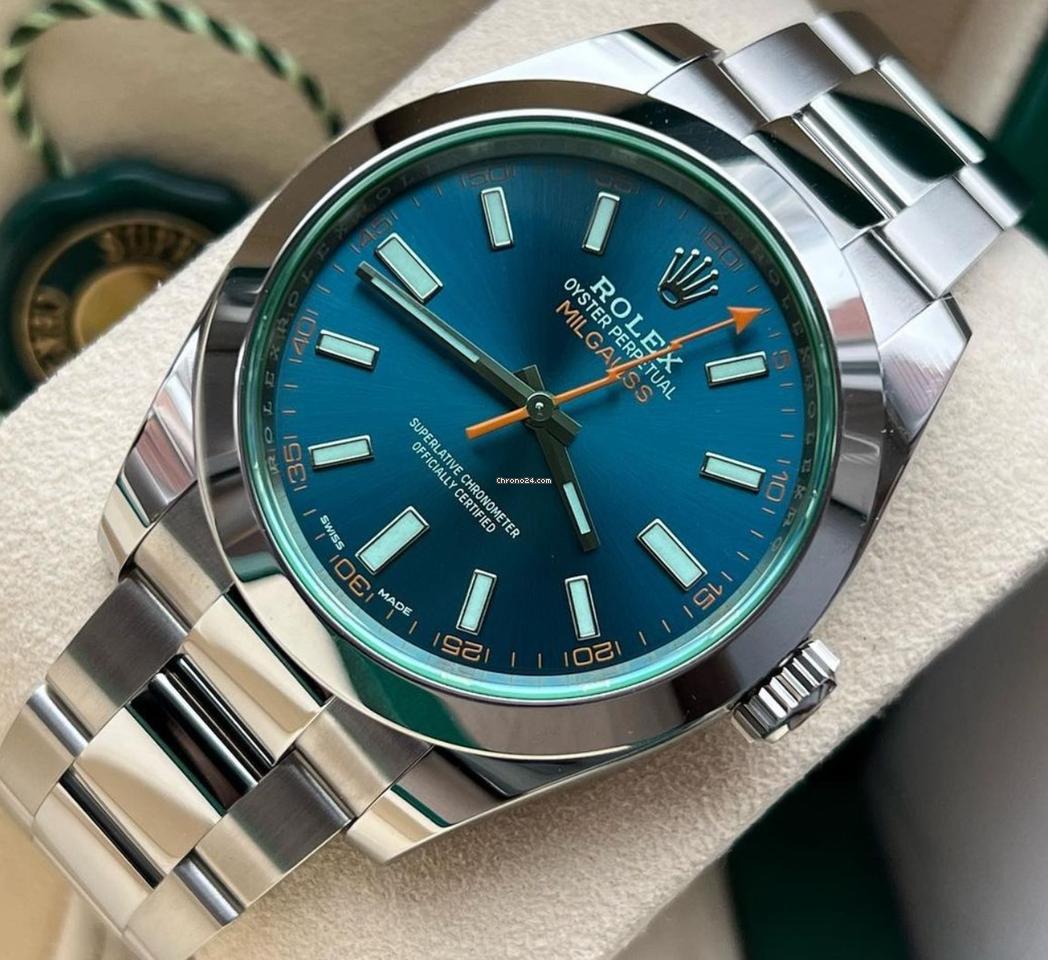 Rolex Milgauss NEW 2023 Milgauss BLUE DIAL GREEN CRYSTAL 116400GV