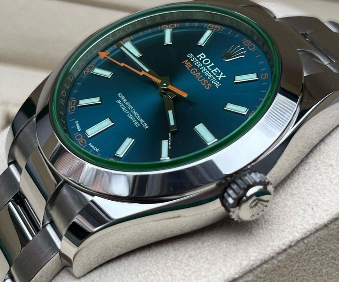 Rolex Milgauss NEW 2023 Milgauss BLUE DIAL GREEN CRYSTAL 116400GV