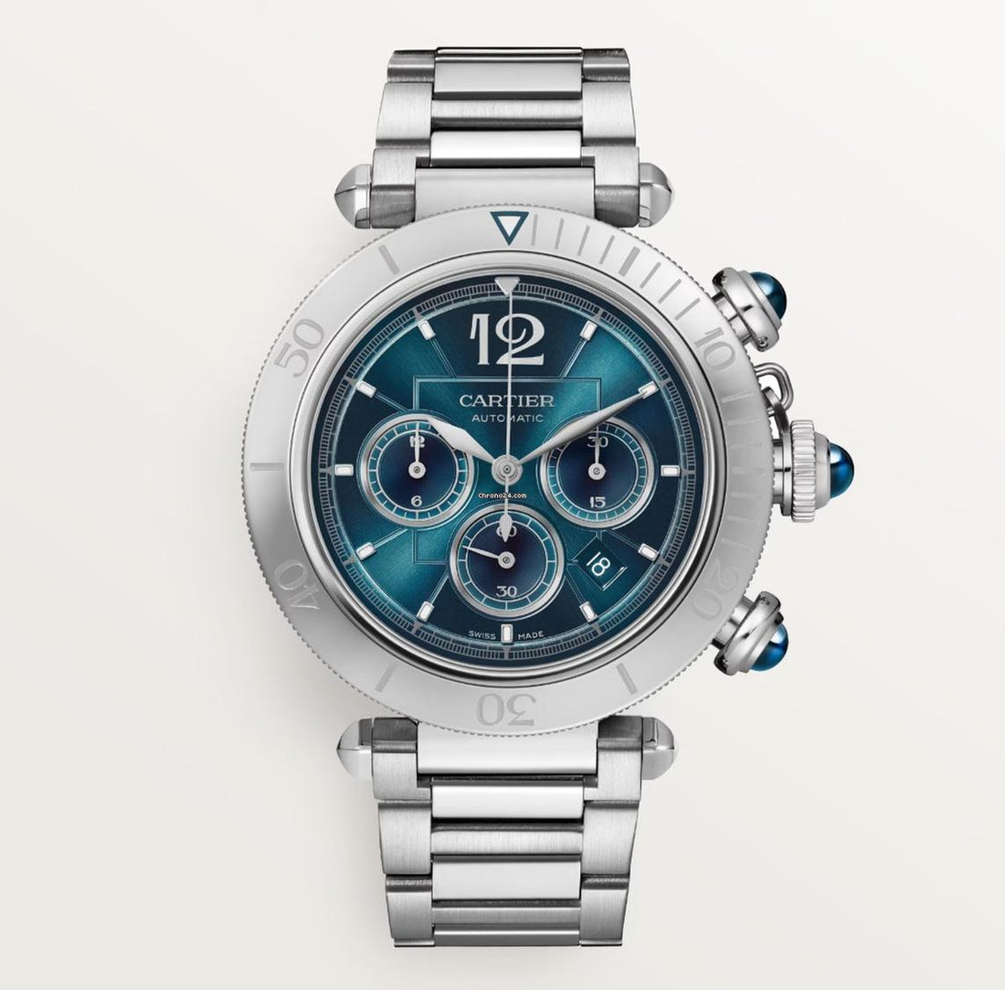 Cartier Pasha NEW 2024 Pasha Chronograph Blue-Green Dial