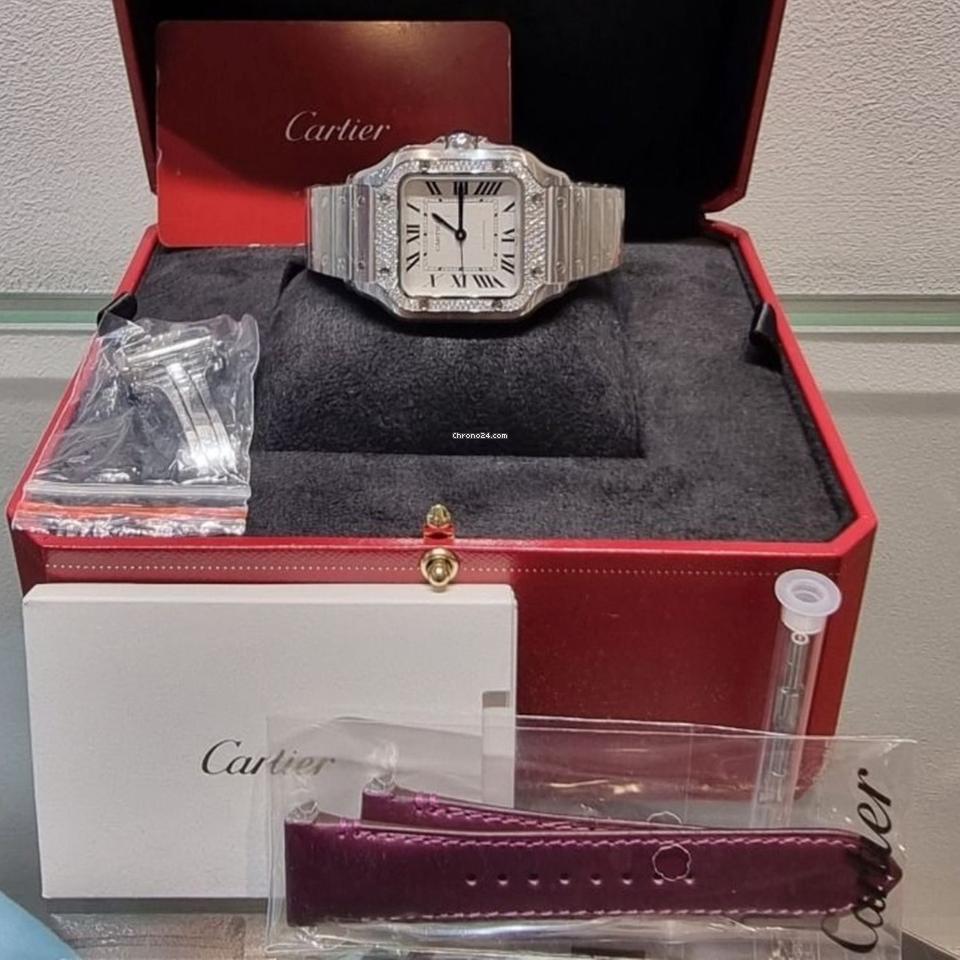 Cartier Santos NEW 2024 Santos de Cartier FACTORY DIAMONDS MEDIUM MODEL W4SA0005