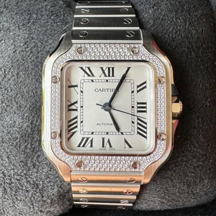 Cartier Santos NEW 2024 Santos de Cartier FACTORY DIAMONDS MEDIUM MODEL W4SA0005