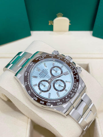 UNWORN 2025 Rolex Platinum Daytona 40mm, Ice Blue Baguette Dial Reference: 126506