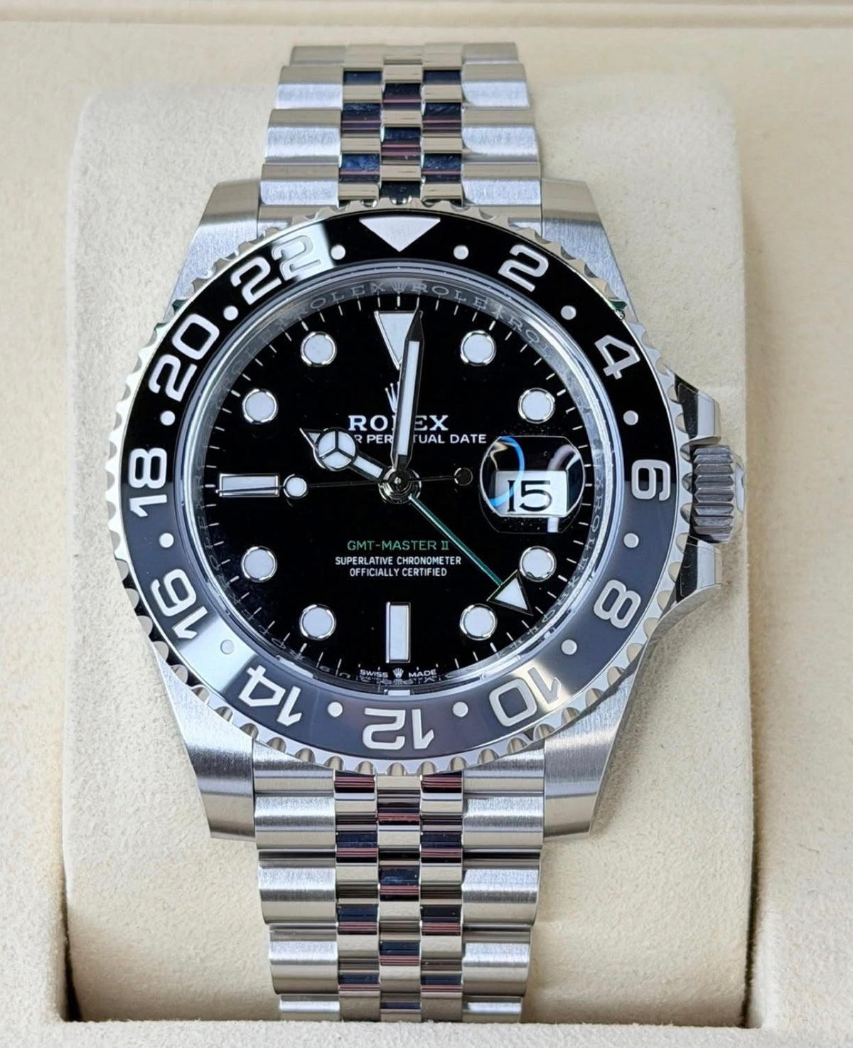 Rolex GMT-Master II Bruce Wayne Jubilee Bracelet 126710GRNR