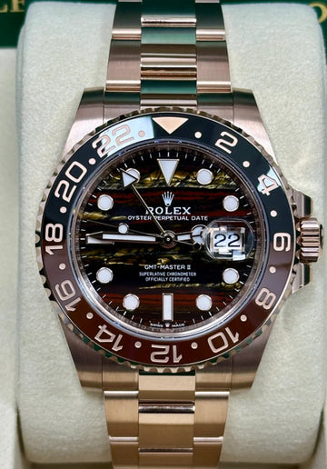 Rolex GMT-Master II 40mm Everose Gold Tiger Iron Dial Cerachrom Bezel Oyster Bracelet - 126715CHNR - 2025