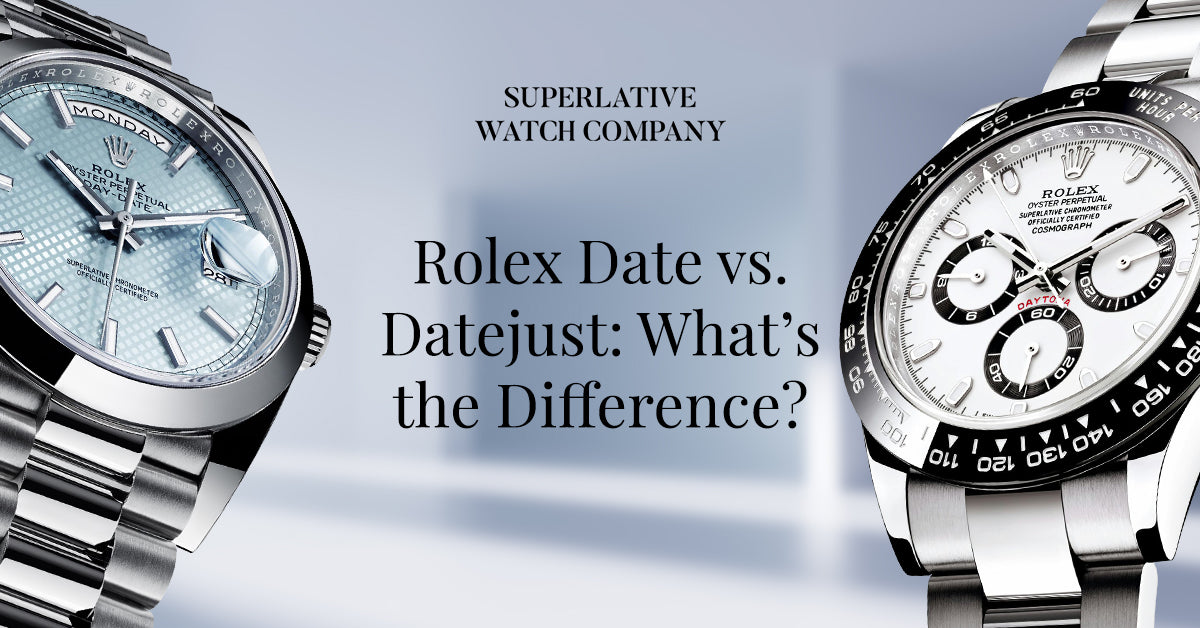 Rolex Date and Datejust watches compared by case size and dial design