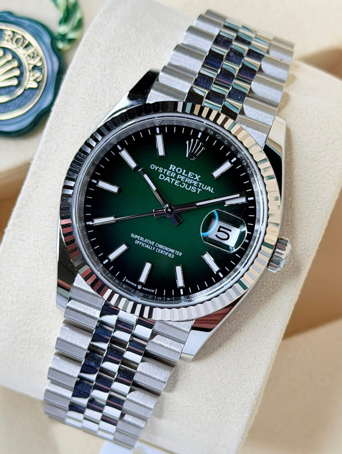 Rolex Datejust 36 GREEN OMBRÉ INDEX 126234 OYSTER UNWORN 2026