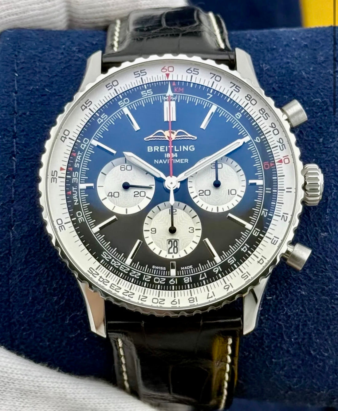 Breitling Navitimer B01 Chronograph 46 Black Dial Black Alligator Strap AB0137211B1P1 UNWORN 2026