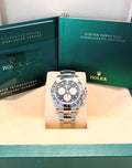 Rolex Cosmograph Daytona 126509 bright black dial with Rolex box, booklets and guarantee card, front view