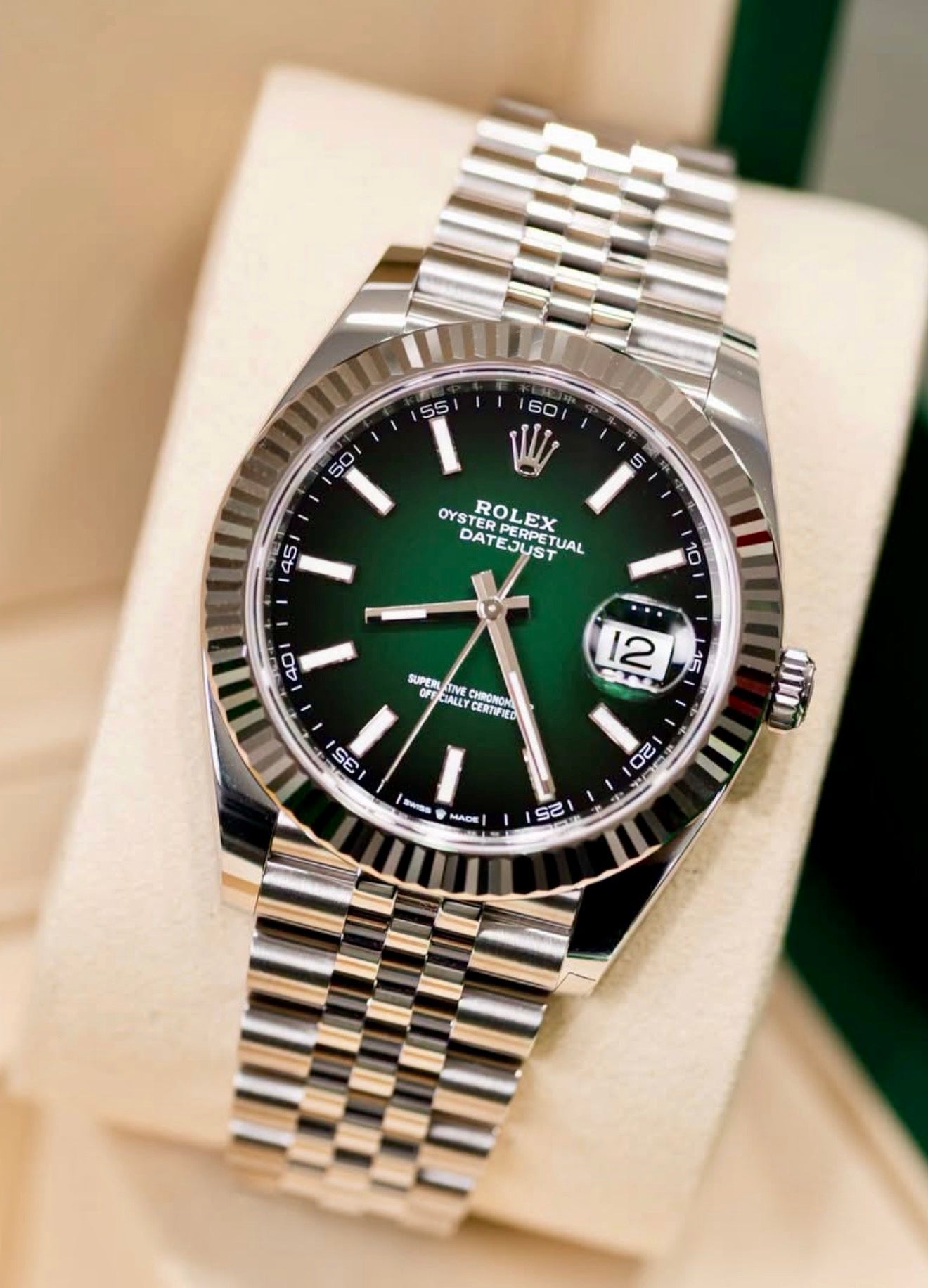 Rolex Datejust 41 Ombré Green Dial Jubilee Bracelet 126334