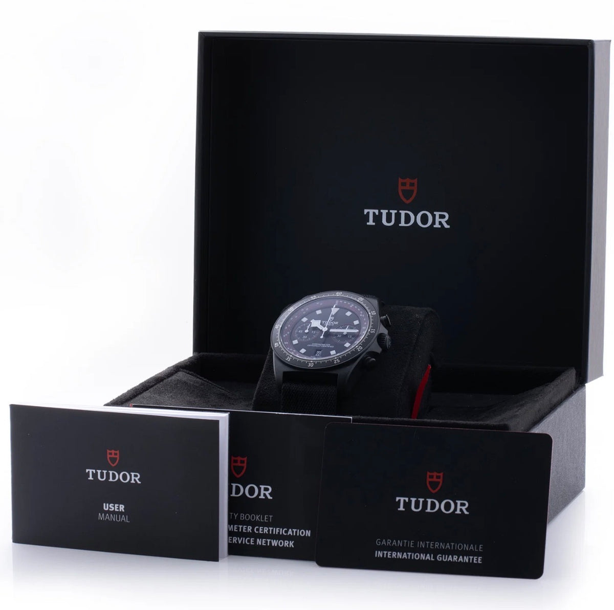 Tudor Pelagos FXD Chrono Cycling Edition M25827KN-0001, black case, dial and fabric strap, complete presentation set with Tudor box and booklets