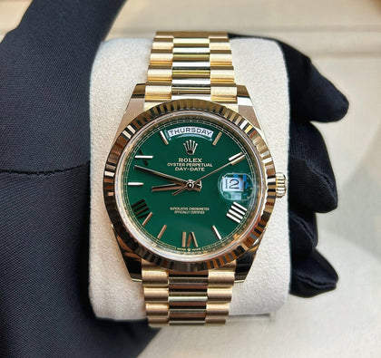 Rolex Day-Date 40MM Green Lacquer Dial 18K Yellow Gold 228238