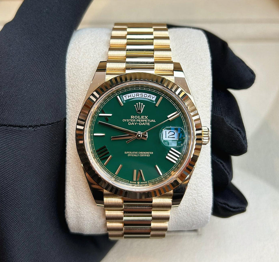 Rolex Day-Date 40MM Green Lacquer Dial 18K Yellow Gold 228238