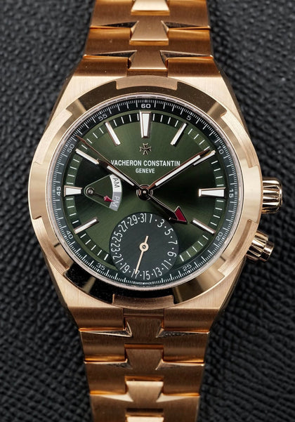 Vacheron Constantin Overseas Dual Time reference 7920V/210R-B965 with green dial, pink-gold case and matching bracelet