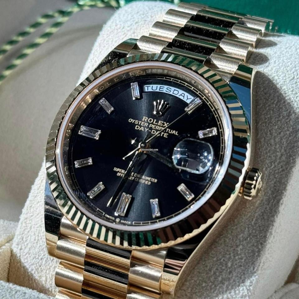 Rolex Day-Date 40 NEW 2024 Day-Date 40 BLACK BAGUETTE DIAL 228238A