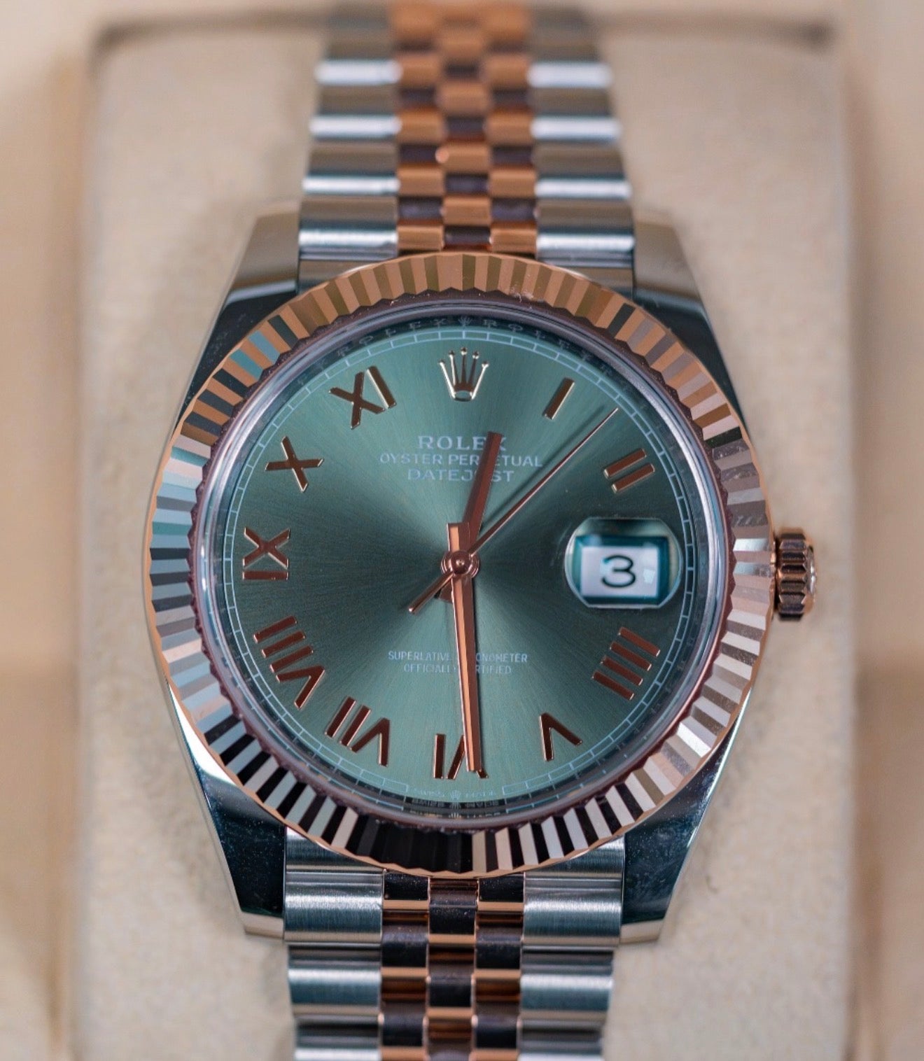 Rolex Datejust 41 Green Roman Dial Jubilee Bracelet 126331