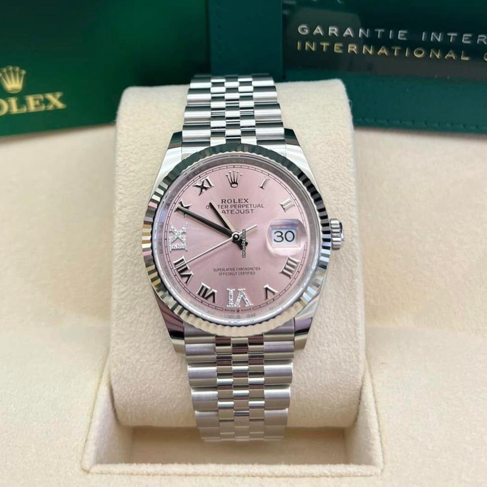 Rolex Datejust 36 NEW 2024 Datejust 36 PINK DIAL Diamond Xi JUBILEE