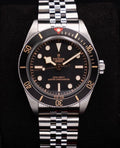 Tudor Black Bay 58 M7939A1A0NU-0001, black dial and bezel with five-link steel bracelet, straight-on front view