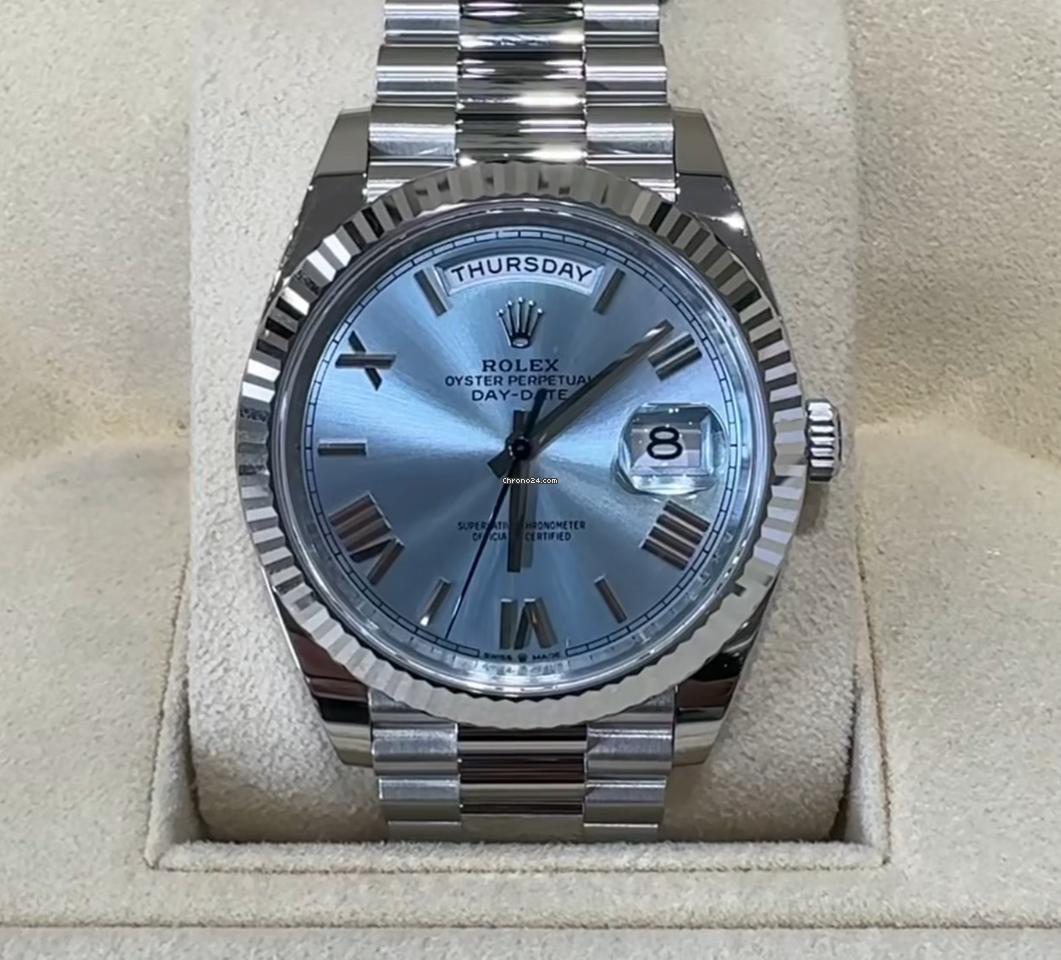 Rolex Day-Date 40 NEW 2024 Day-Date 40 PLATINUM FLUTED BEZEL 228236