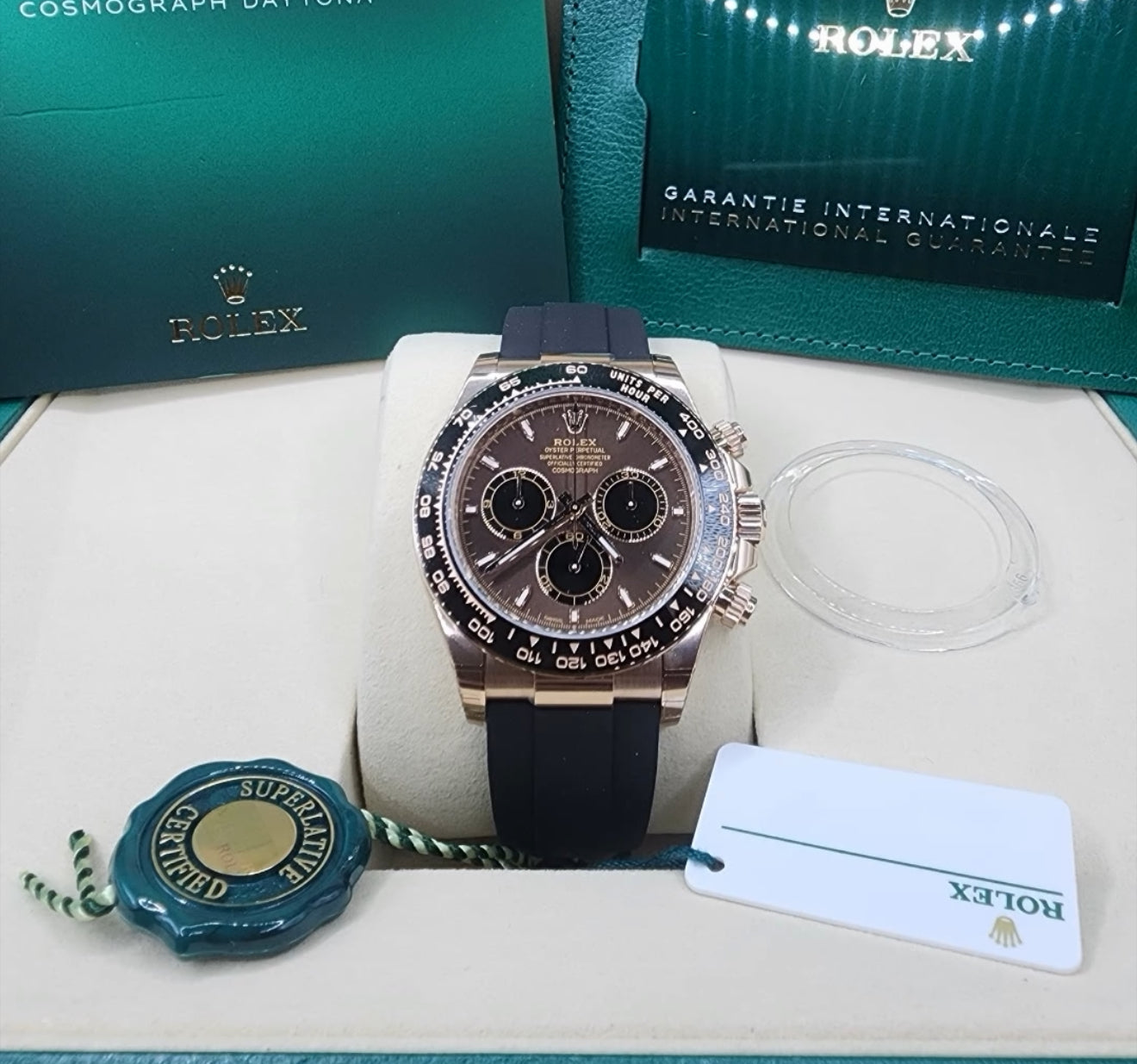 Rolex Cosmograph Daytona 40mm Everose Gold Chocolate Black Dial Cerachrom Bezel Oysterflex Bracelet - 126515LN - 2025