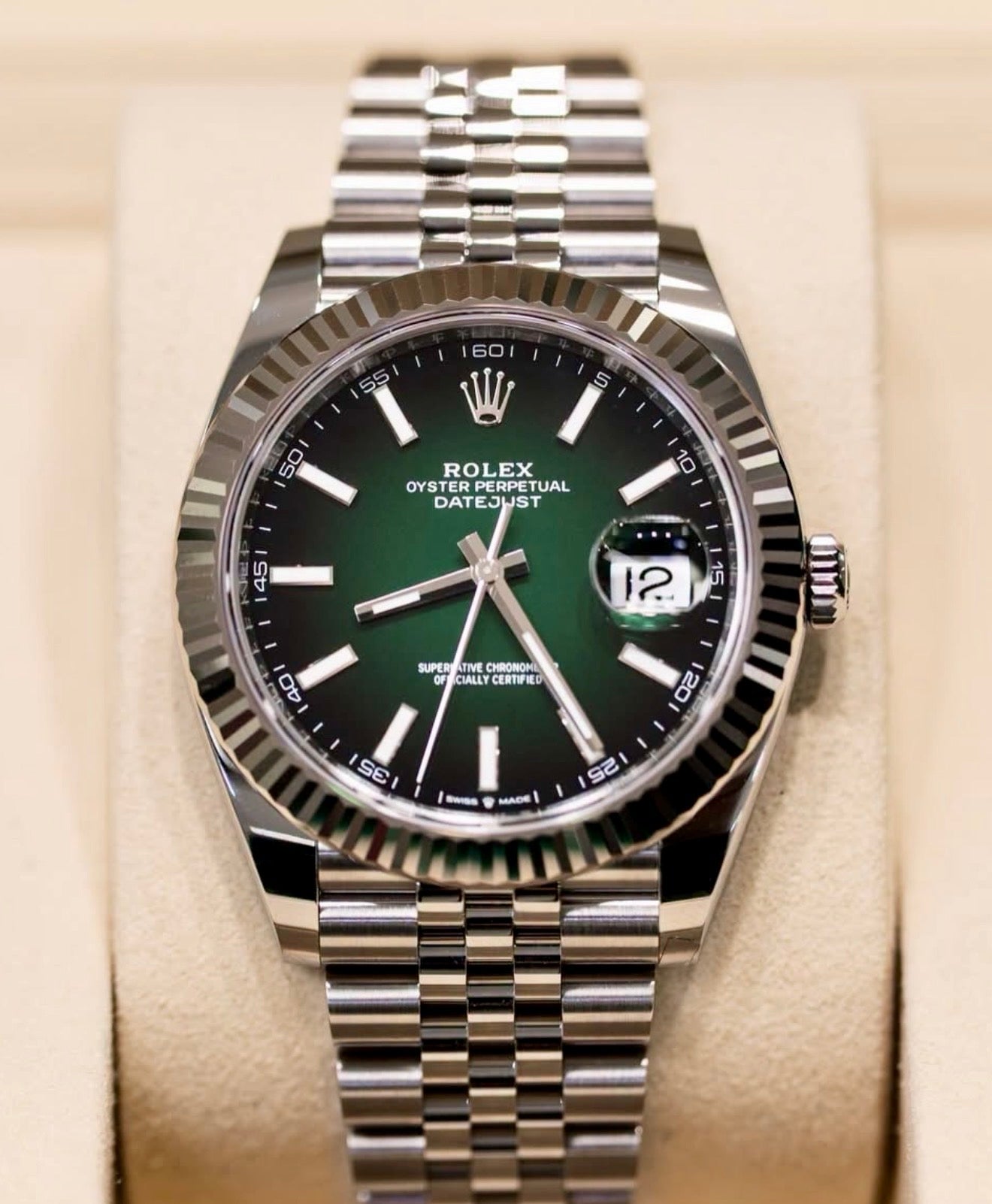 Rolex Datejust 41 Ombré Green Dial Jubilee Bracelet 126334