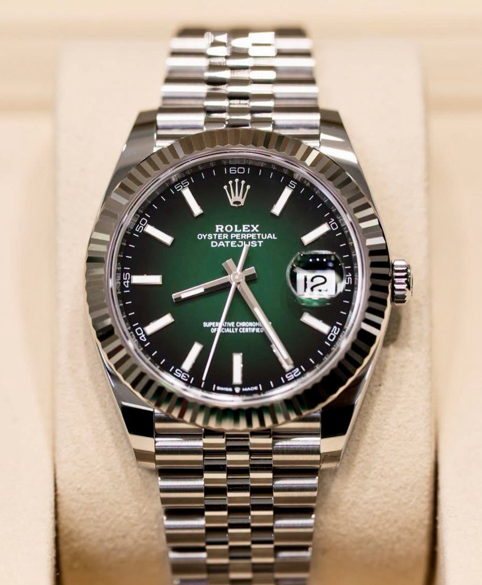 Rolex Datejust 41 Ombré Green Dial Jubilee Bracelet 126334