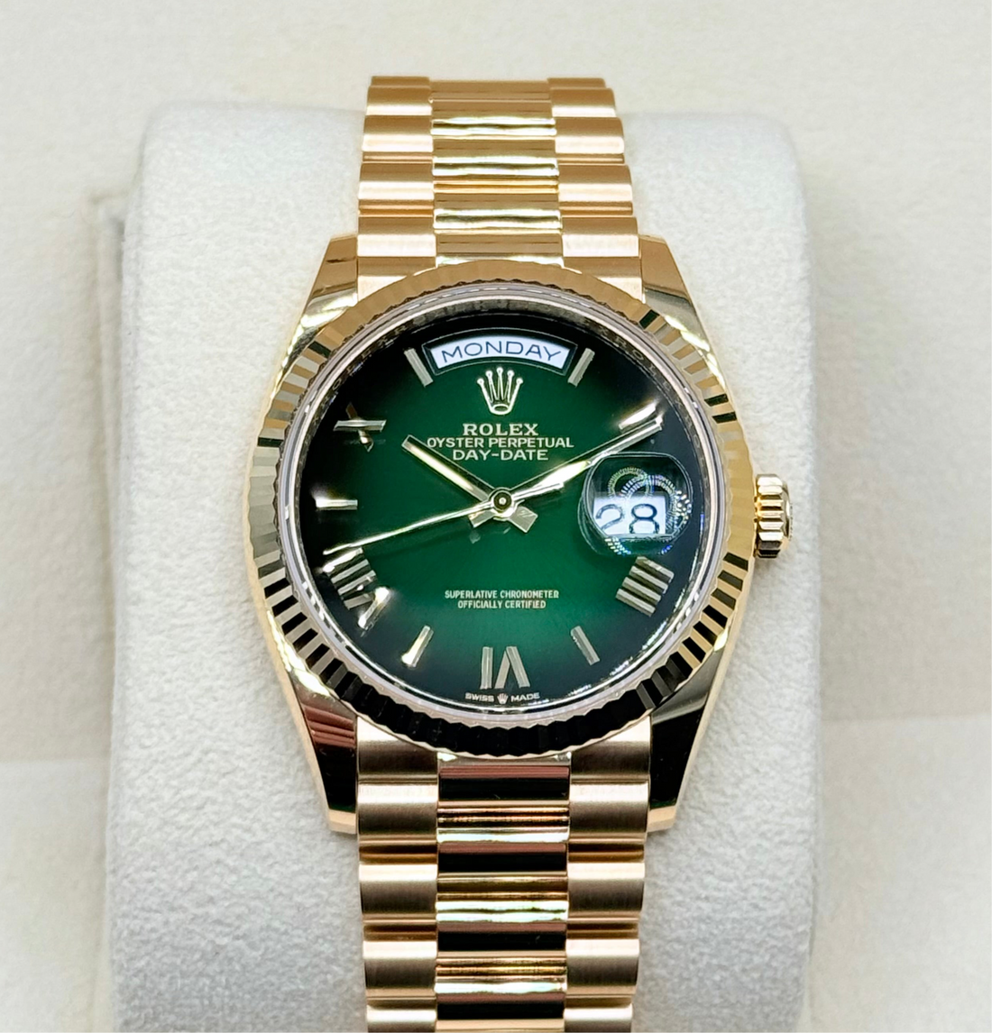 Rolex Day-Date 36 NEW RELEASE 2024 Day-Date 36 GREEN ROMAN OMBRE 128238