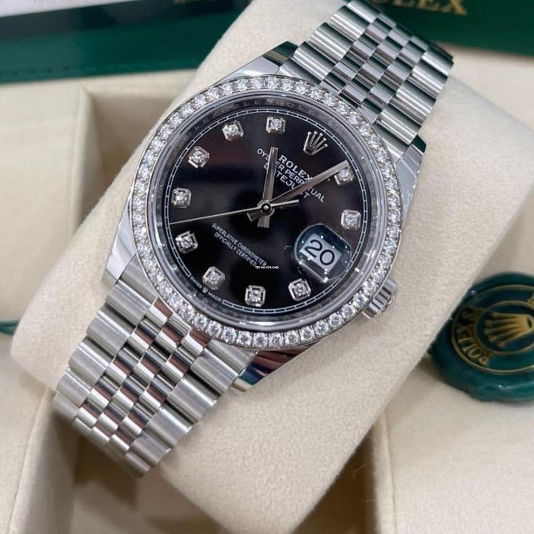 Rolex Datejust 36 NEW 2023 Datejust 36 BLACK DIAMOND Factory Diamond Bezel