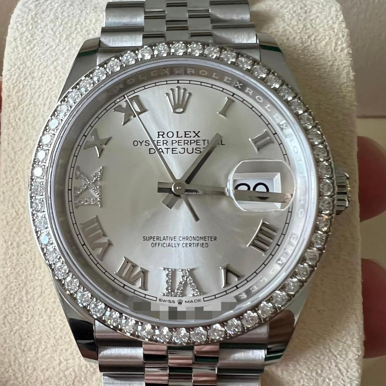 Rolex Datejust 36 NEW 2023 Datejust 36 Silver Roman FACTORY DIAMOND BEZEL