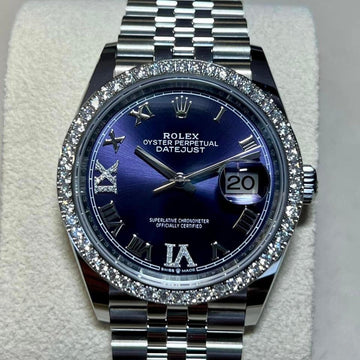 Rolex Datejust 36 NEW 2024 Datejust 36 AUBERGINE DIAL FACTORY DIAMOND BEZEL 126284RBR