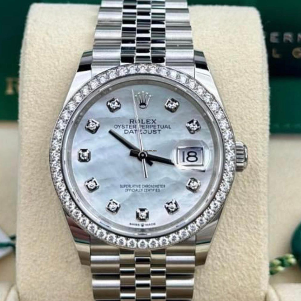 Rolex Datejust 36 Mother-of-Pearl Dial Factory Diamond Bezel 126284RBR