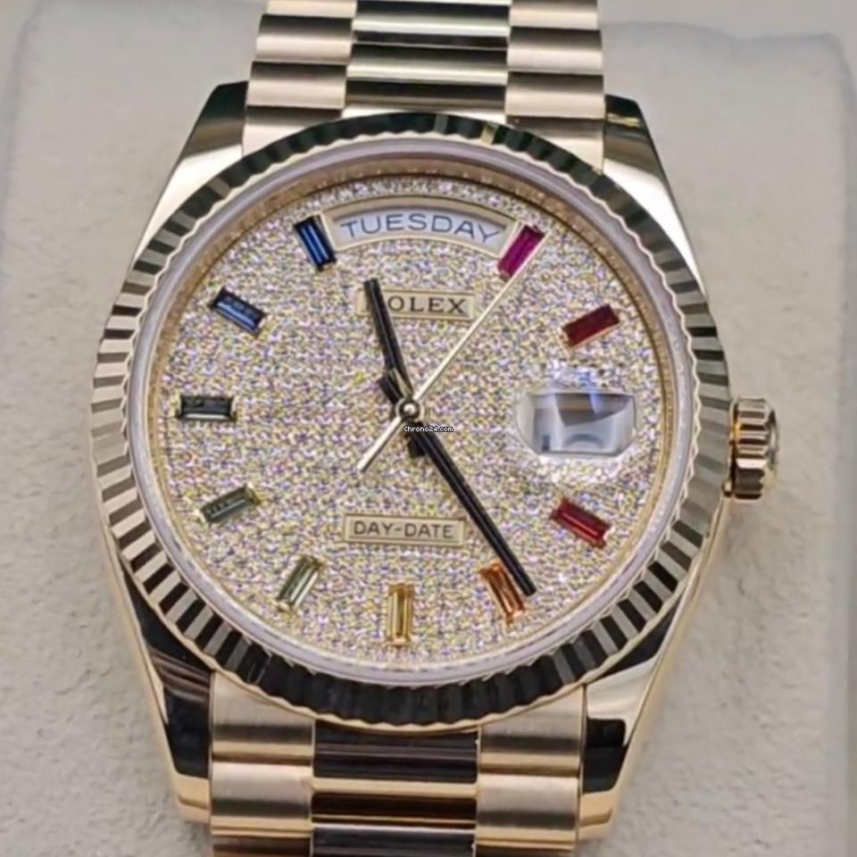 Rolex Day-Date 36 NEW 2023 Day-Date 36 PAVE DIAMOND RAINBOW 128238