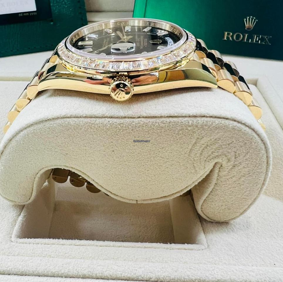 Rolex Day-Date 40 NEW 2023 Day-Date 40 BLACK BAGUETTE DIAL FACTORY TBR BEZEL 228398TBR