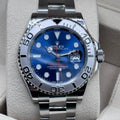 Rolex Yacht-Master 40 ref. 126622 with blue dial, platinum bezel and Oyster bracelet, alternate straight-on front view