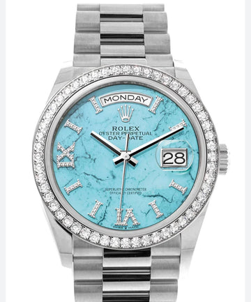 Rolex Day-Date 36 NEW 2023 Day-Date 36 FACTORY TURUOISE DIAL DIAMOND BEZEL