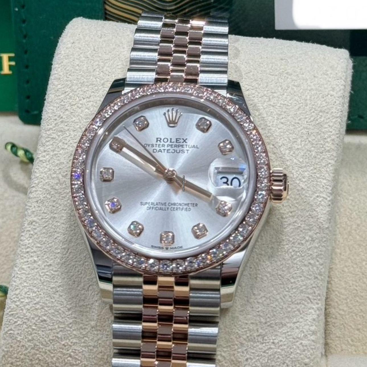 Rolex Datejust 31 NEW 2023+ Datejust 31 SILVER DIAMOND FACTORY BEZEL 278381RBR