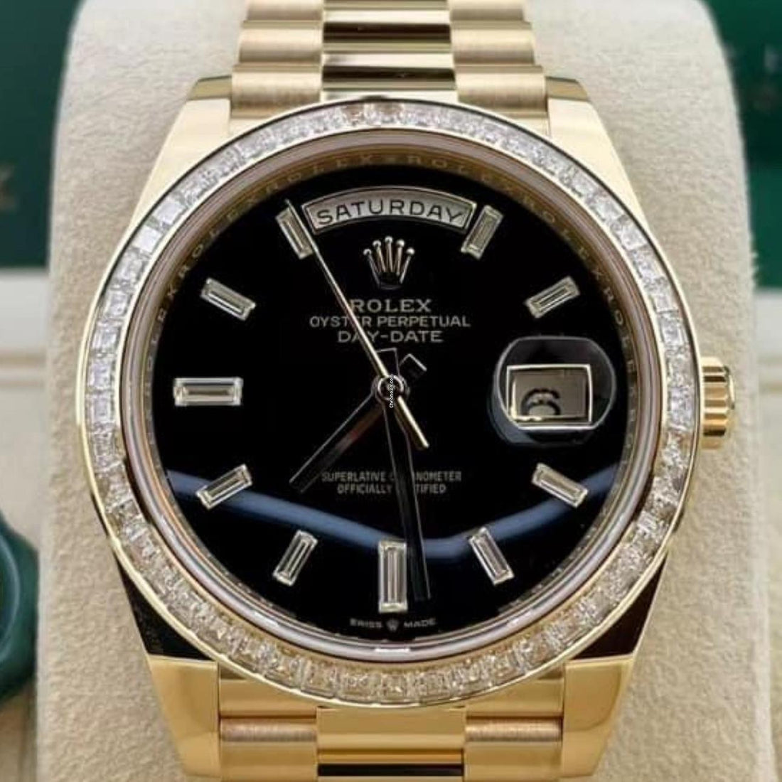 Rolex Day-Date 40 NEW 2023 Day-Date 40 ONYX BAGUETTE DIAL BAGUETTE BEZEL 228398TBR