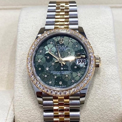 Rolex Datejust 31 Green Floral Dial Factory Diamond Bezel 278383RBR