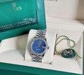 Rolex Datejust 31 FLORAL Diamond Dial Factory BEZEL 278384RBR, watch displayed inside an open Rolex presentation box
