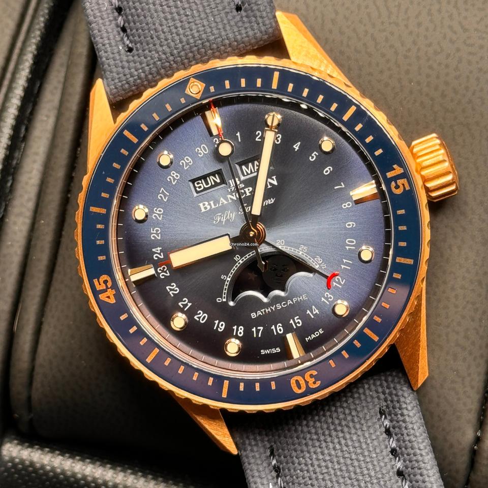 Blancpain Fifty Fathoms Bathyscaphe NEW 2024 Fifty Fathoms Bathyscaphe Quantième Complet Phases 5054 3640 O52B