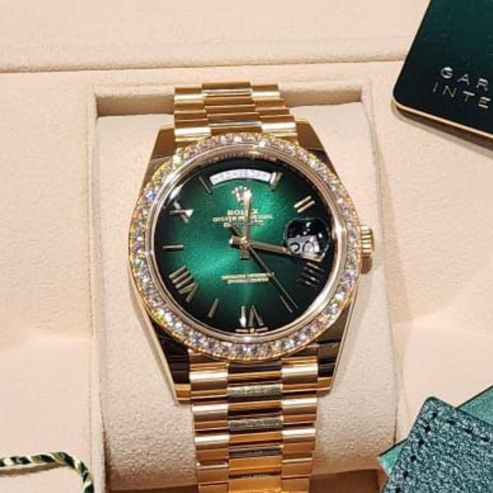 Rolex Day-Date 40 NEW RELEASE Day-Date 40 OMBRÉ GREEN DIAL FACTORY BEZEL