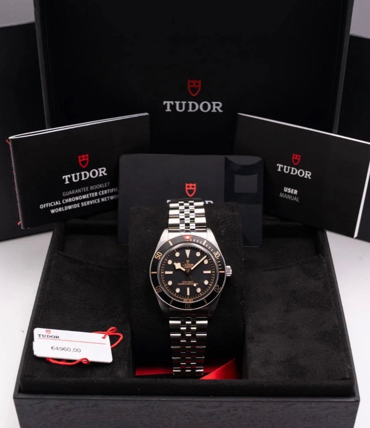 Tudor Black Bay 58 M7939A1A0NU-0001, black dial and bezel with five-link steel bracelet, complete presentation set with Tudor box, booklets and tag