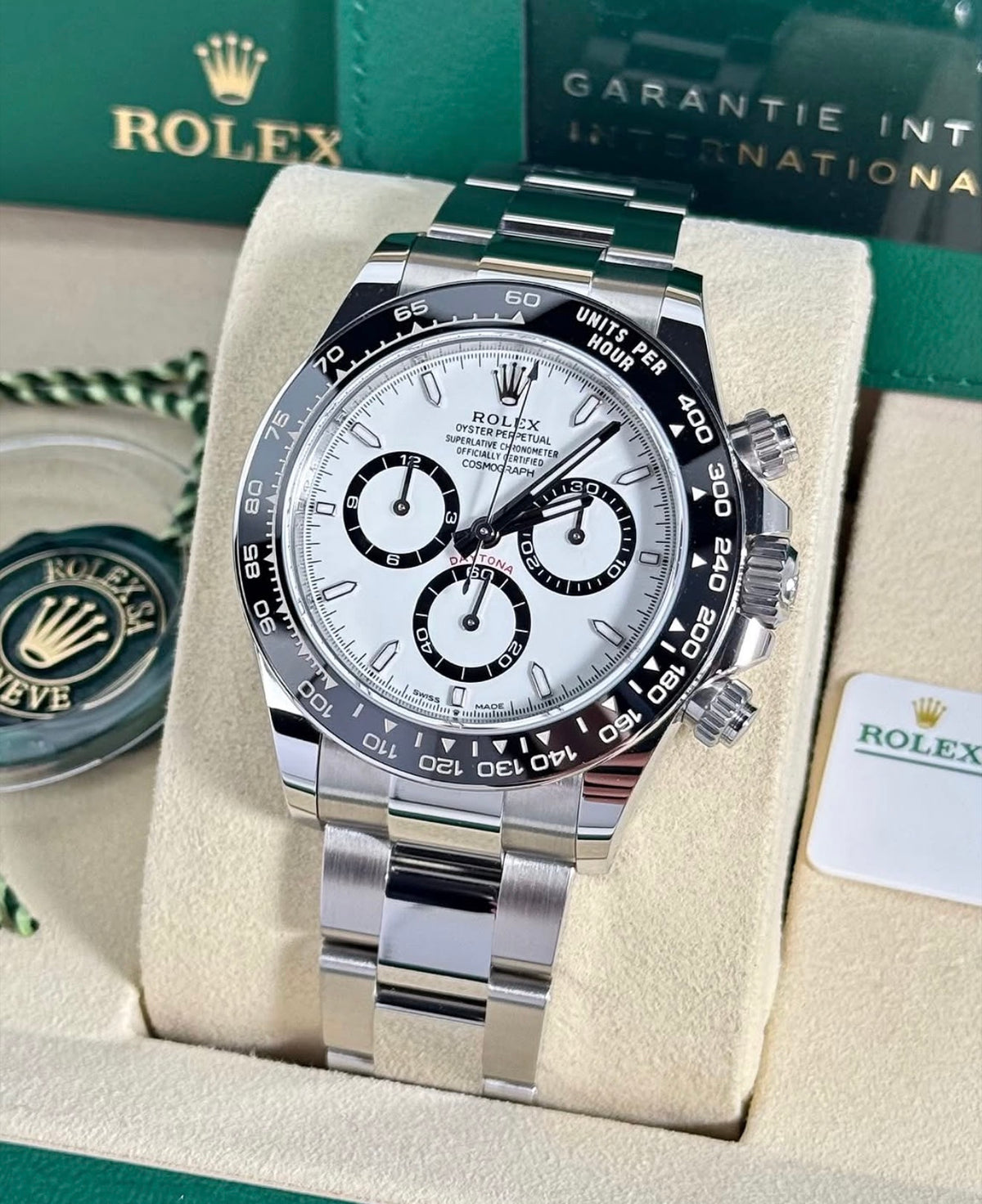 Rolex Daytona 40 Panda White Dial on Oyster Bracelet 126500 New 2026