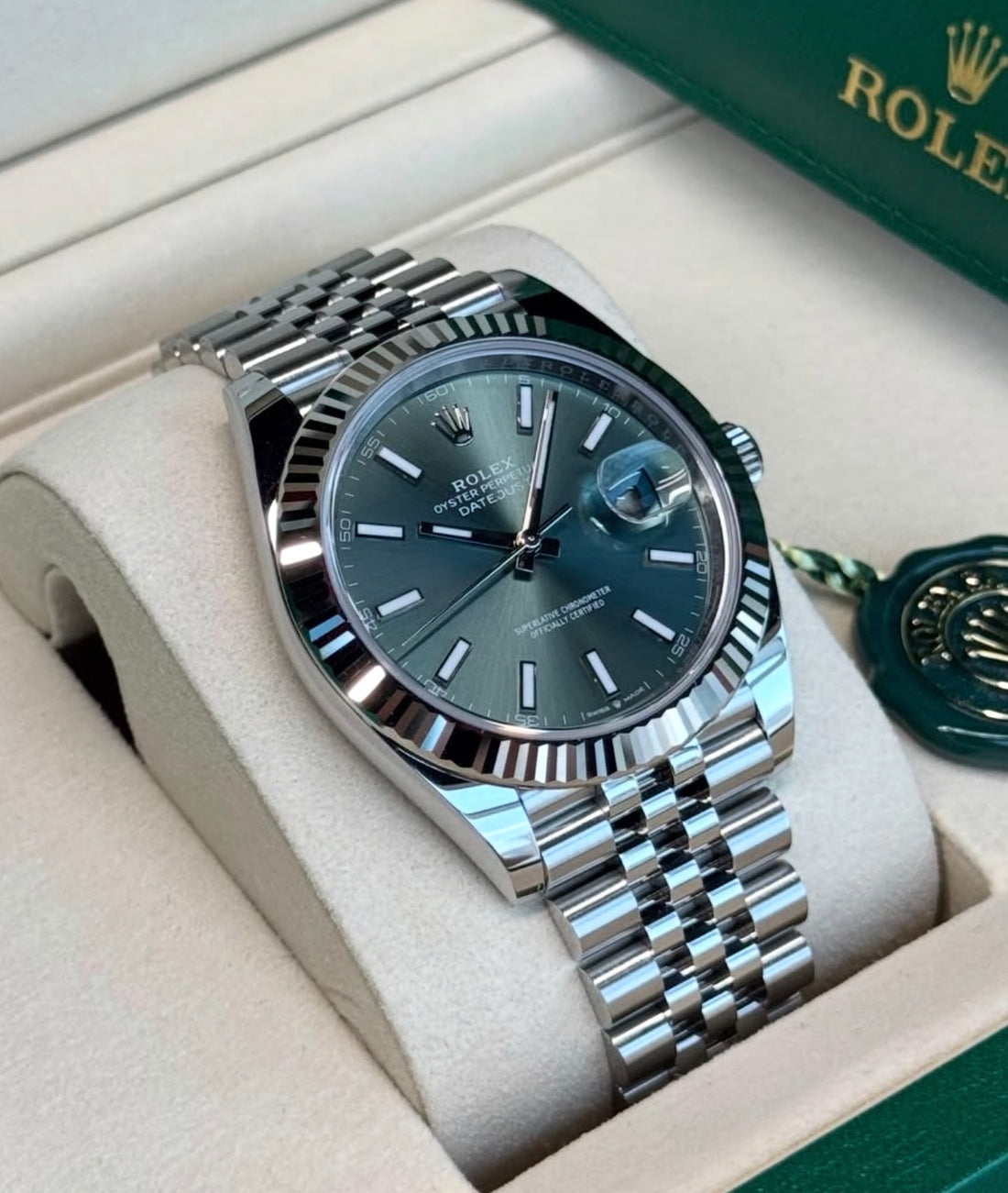 Rolex Datejust 41 Mint Green Dial Jubilee Bracelet 126334