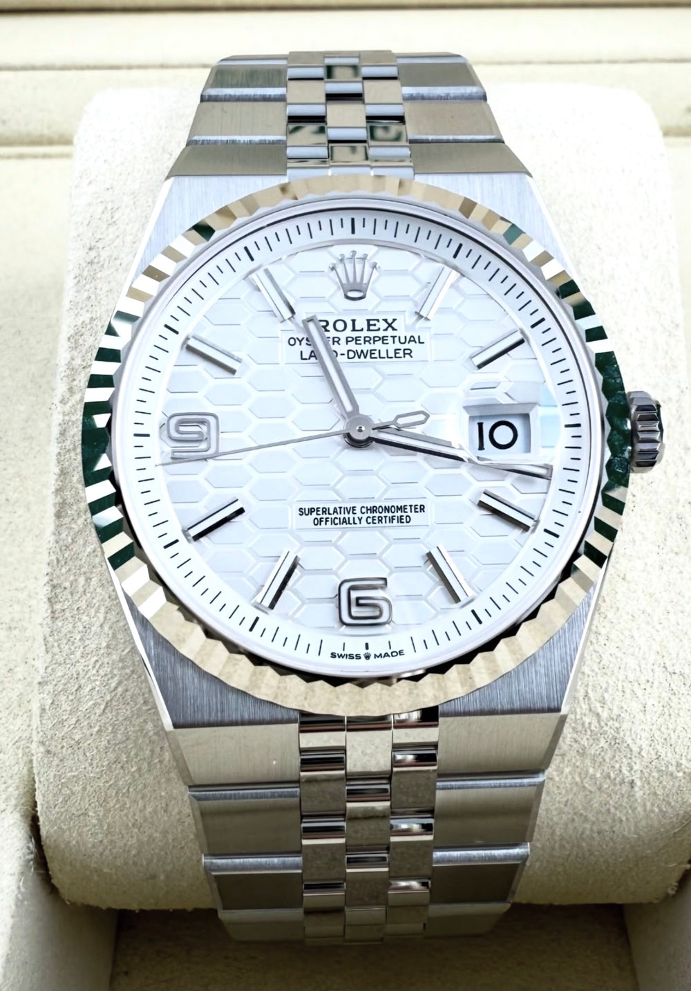 Rolex Land-Dweller 40 Oystersteel and White Gold Intense White Honeycomb Dial 127334