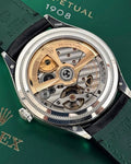 Rolex 52506 exhibition caseback and movement close-up