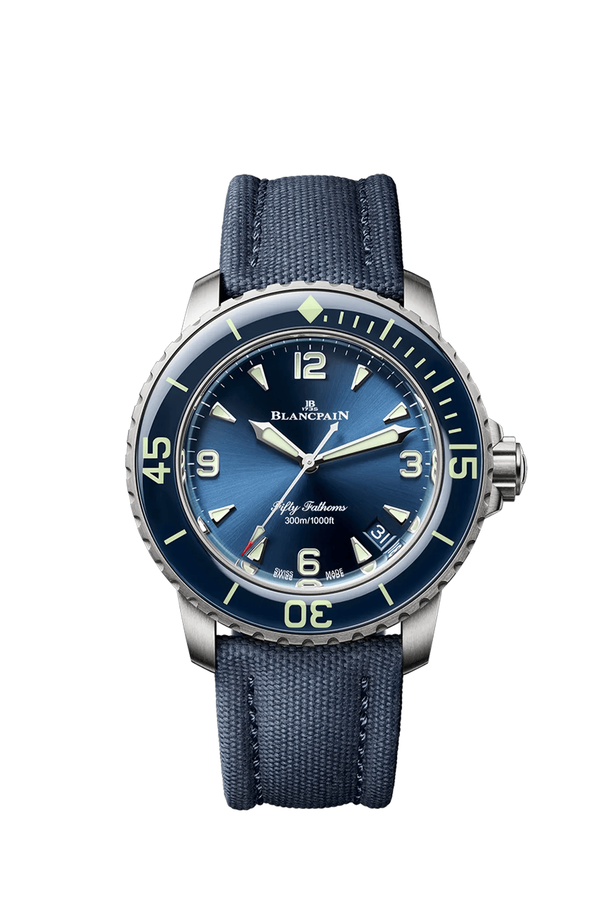 Blancpain Fifty Fathoms Automatique blue dial reference 5010-12B40-O52A front view