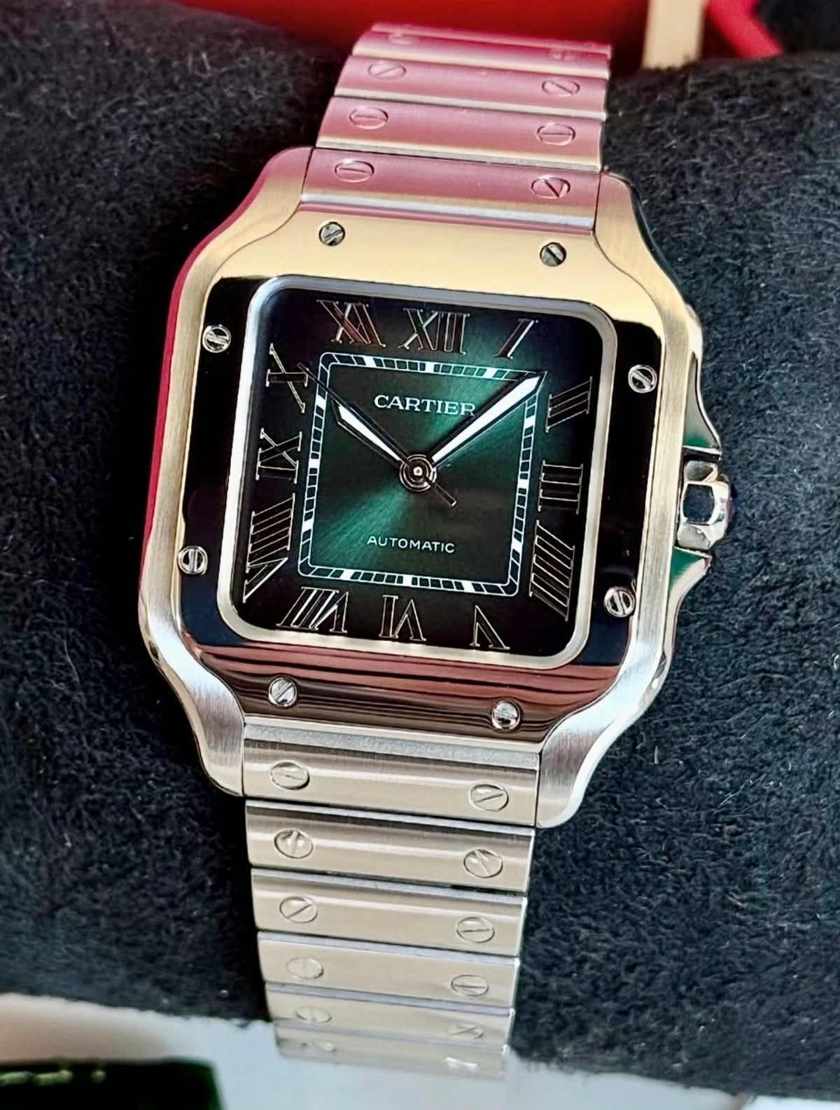 Cartier Santos de Cartier Medium green dial WSSA0061, front product view
