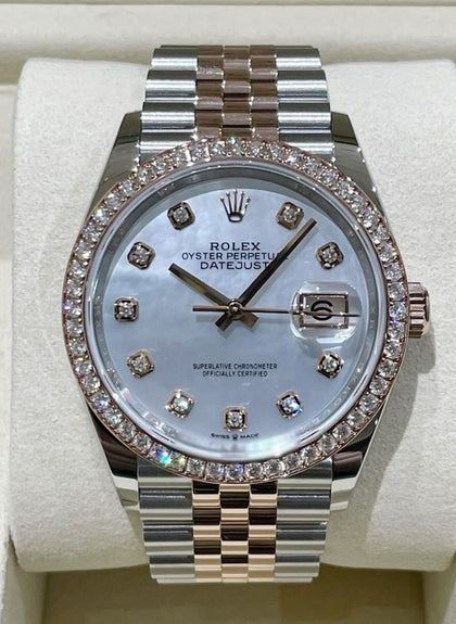 Rolex Datejust 36 MOTHER-OF-PEARL DIAMOND DIAL AND DIAMOND BEZEL 126281RBR UNWORN