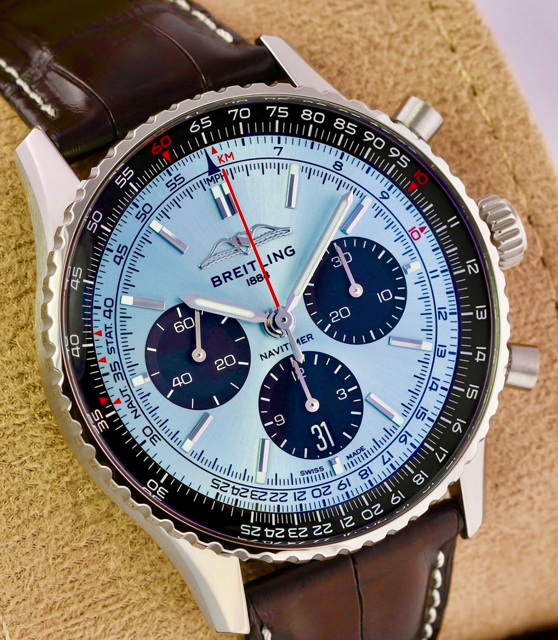 Breitling Navitimer B01 Chronograph 43 Ice blue Dial Black Alligator Strap AB0138241C1P1 UNWORN 2026