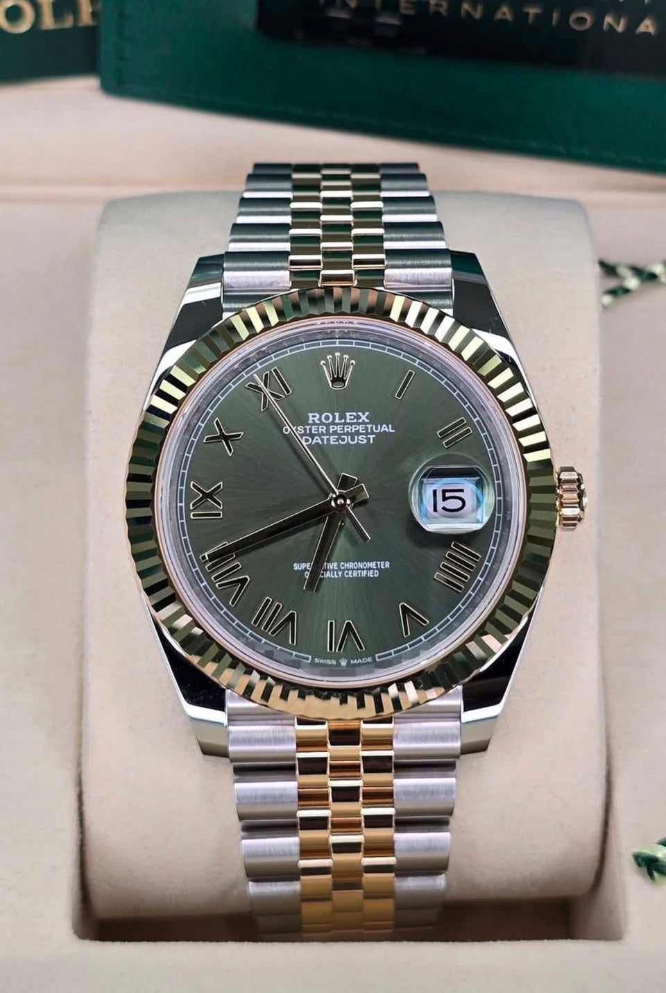 Rolex Datejust 41 Green Roman Dial Jubilee Bracelet 126333